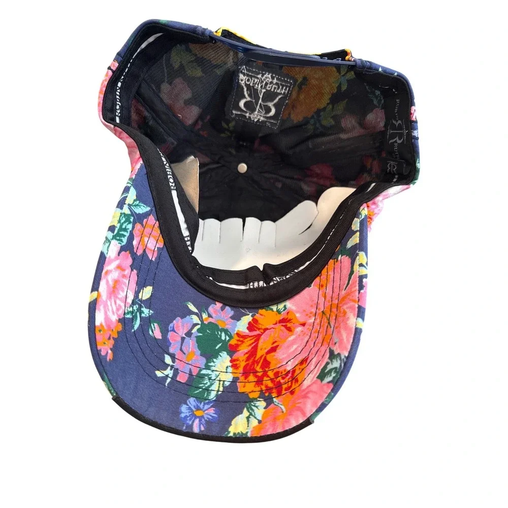 Robin Ruth New‎ York Floral Snapback Hat Navy Blue Quilted Embroidered Cap NWT